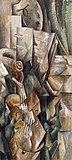 Georges Braque, 1909 (September), Violin and Palette (Violon et palette, Dans l'atelier), oil on canvas, 91.7 × 42.8 cm, Solomon R. Guggenheim Museum