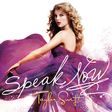 Cover artwork of Taylor Swift's 2010 album Speak Now, depicting Swift twirling in a purple dress
