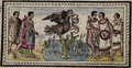 Native illustration of Diego Durán's history of ancient Mexico, showing the founding of Tenochtitlan