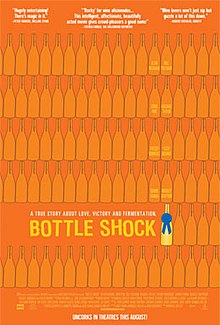 a line drawing of many rows of bottles. one bottle has a blue prize ribbon on it
