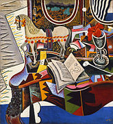Joan Miró, 1920, Horse, Pipe and Red Flower, oil on canvas, 82.6 x 74.9 cm, Philadelphia Museum of Art – Cubism, Surrealism