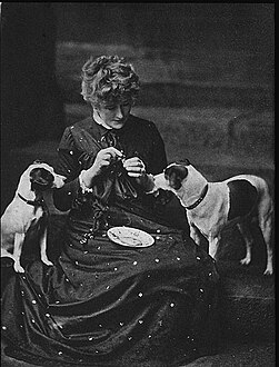 With pets Fussie and Drummie in the 1880s