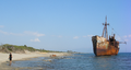 Shipwreck on a shore near Gytheio, Greece