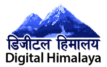 Digital Himalaya project logo. Two blue mountains with Digital Himalaya written at the bottom.
