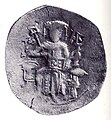 Billon coin depicting Constantine Tikh Asen on a throne