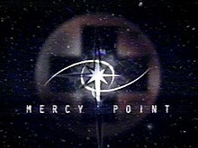An image with the words "Mercy Point" against a backdrop of stars ins pace. A medical cross appears in the background along with a star symbol.