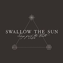 Black cover with equilateral triangle linking the three albums' symbols. Swallow the Sun Songs from the North I, II, and III is written here