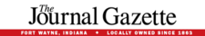 The current nameplate. The Journal-Gazette previously used a square-serif typeface, rather than the black letter used by many newspapers.
