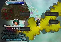 From a top-down perspective, the player character moves through areas of a map.
