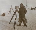 Georges Lecointe taking magnetic observations on the sea ice