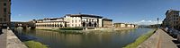 The Arno in Florence, 180 degree view: the Uffizi Gallery is straight across and the Ponte Vecchio is to the left