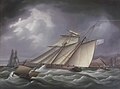 British armed top sail schooner off Malaga, Spain, in the collection at The Mariners' Museum