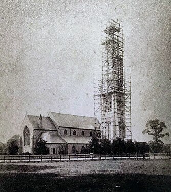 Construction of the steeple around 1890