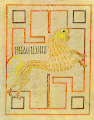 Imago Leonis - the Lion of Mark from the Echternach Gospels which show no portraits, only the symbols. Insular c. 690.