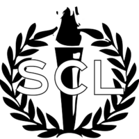 A torch surrounded by a laurel wreath with the letters SCL imposed over them