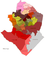 Masvingo constituency seats for the 2008 elections, showing the division of MAsvingo (District)