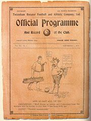A programme from 1910, showing a cartoon of a Spurs cockerel