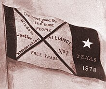 First banner of the Southern Farmers' Alliance, organized on a statewide basis in Texas in 1878