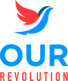 Official logo depicting right-facing bird above organization name in all capital letters, all in two shades of blue and one of red