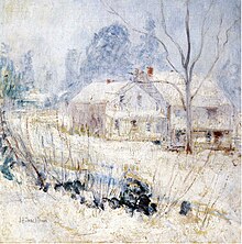 Country House in Winter, Cos Cob, by John Henry Twachtman, c. 1901