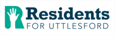 Logo: Name Residents for Uttlesford and logo mark of hand held up to volunteer.